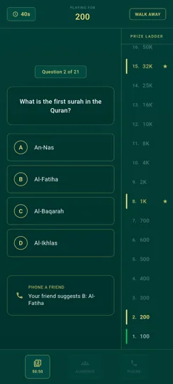 Noor Phonetic Quran - Joker appel à un ami dans le quiz